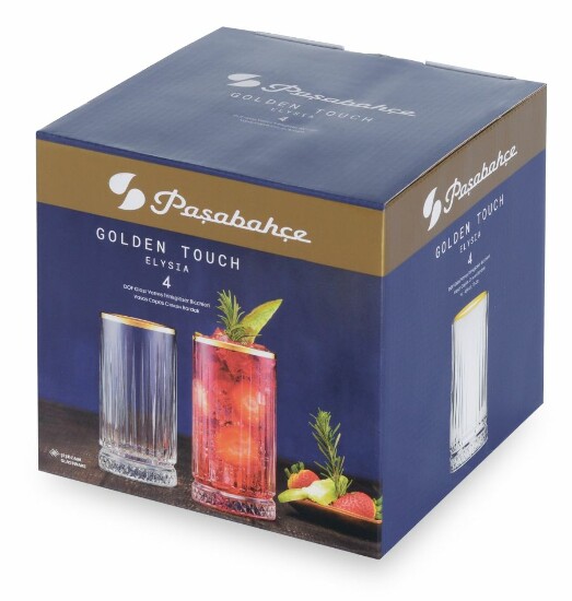 4er Elysia GOLD Longdrink 450cc glass