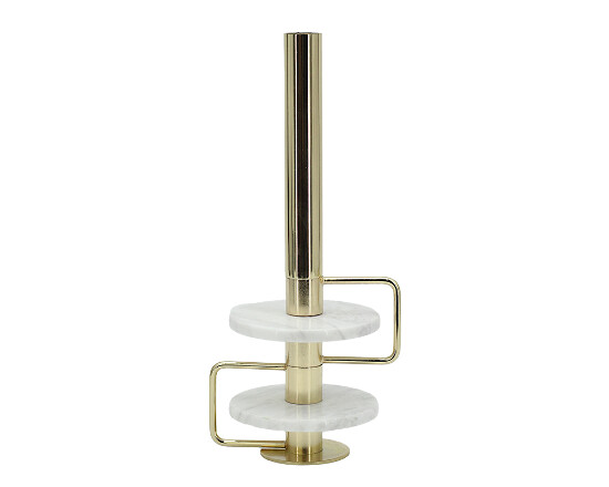 Kerzenständer Marmor Gold 28,5 cm weiß   Fucata