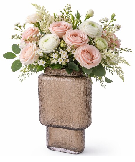 Vase Relief Glas   10,5 x 6 x H 21 cm Braun