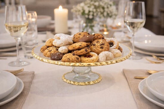 Kuchenplatte Glas mit Goldrand Ø 26cm