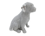 Dekofigur Hund sitzend silber 16 cm Ron