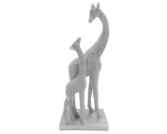 Dekofigur Giraffen silber 27 cm Luna
