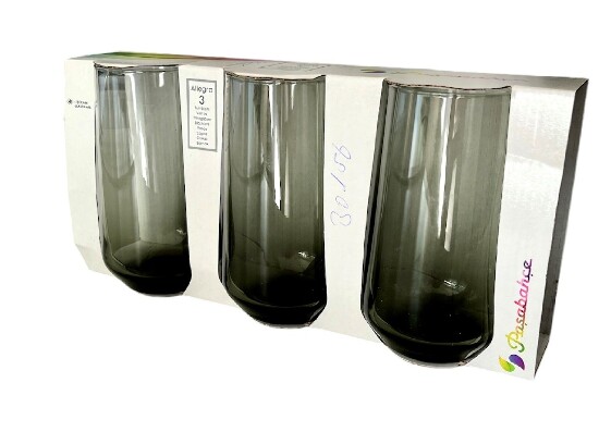 3er Wasserglas GRAU ALLEGRA Longdrink 470cc