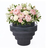 Vase Glas   Ø 23,5 x H 29,5 cm Stufen Blau