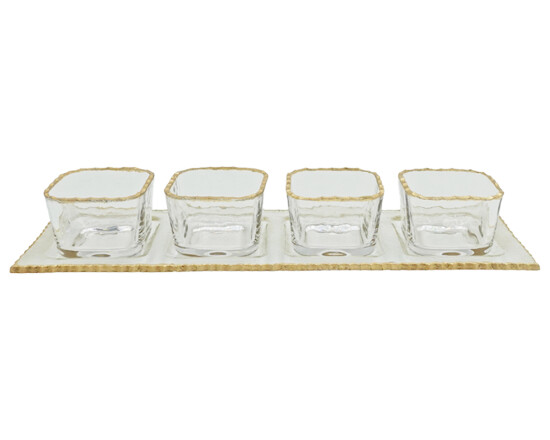 5tlg Glasschalen Set mit Goldrand