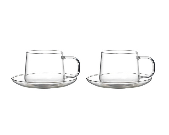 2er Glastasse set mit untenteiler 300ml, Serie Nisa