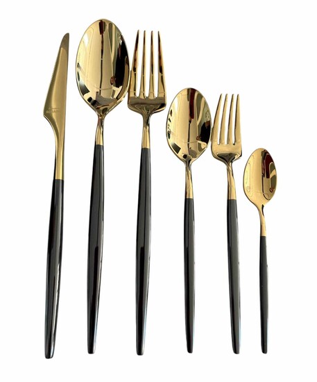 39tlg.Besteck-Set GOLD SCHWARZ Nesrin  EDS 18/10