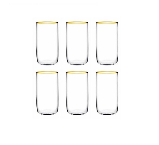 6er Wasserglas Longdrinkglas ICONIC GOLD 365cc