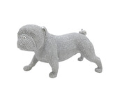 Dekofigur Hund stehend silber 28 cm Bulldog