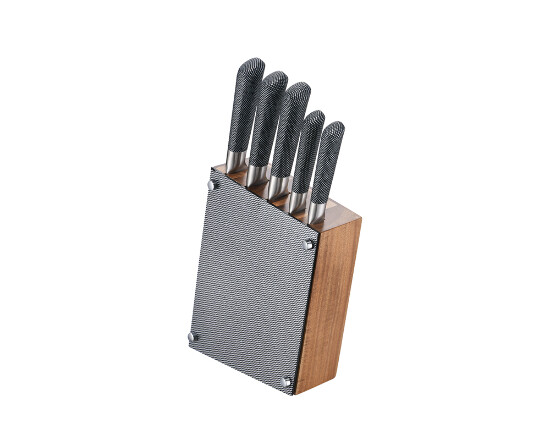 Messer-Set mit Holzblock 6-teilig carbon