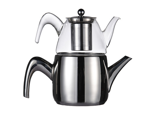 Doppel-Edelstahl-Glass Teekanne induction, Serie Nisa