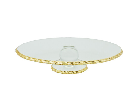 Kuchenplatte Glas mit Goldrand Ø 26cm