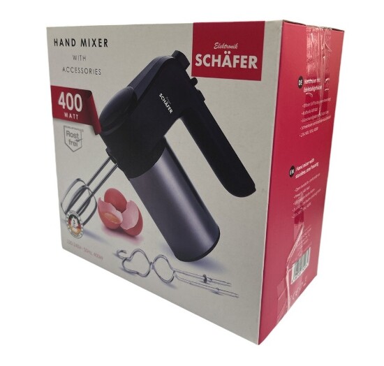 Handmixer 400 Watt Edelstahl schwarz