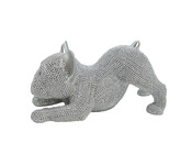 Dekofigur Bulldogge liegend silber 19 cm Moppy
