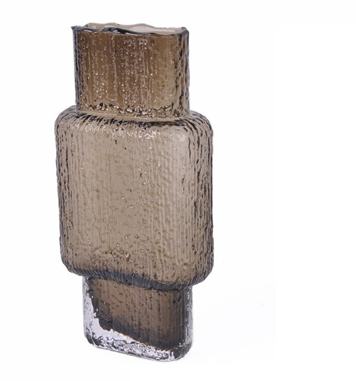 Vase Relief Glas   10,5 x 6 x H 21 cm Braun