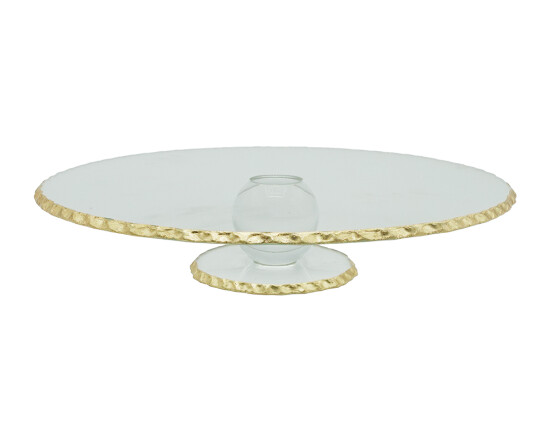 Kuchenplatte Glas mit Goldrand Ø 31cm