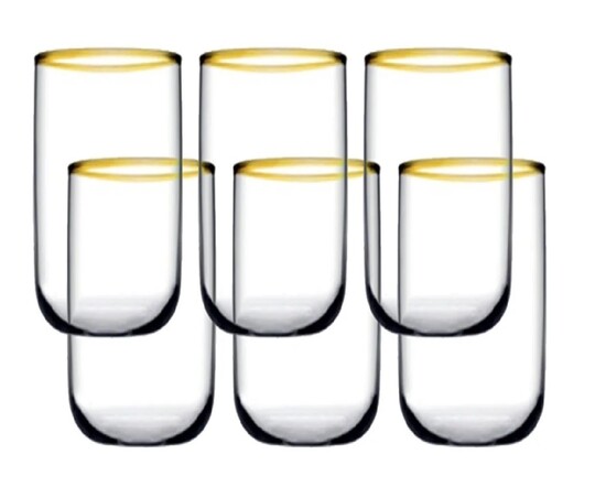 6er Wasserglas Longdrinkglas ICONIC GOLD 365cc