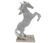Dekofigur Pferd silber 33 cm Cheval
