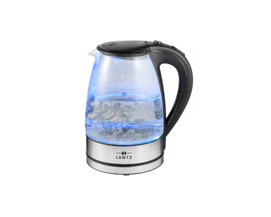 Wasserkocher Glas LED 1,7 Liter silber