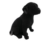 Dekofigur Hund sitzend schwarz 16 cm Ron