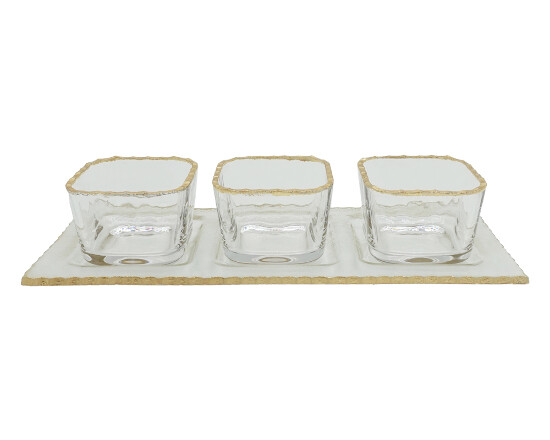 4tlg Glasschalen Set mit Goldrand