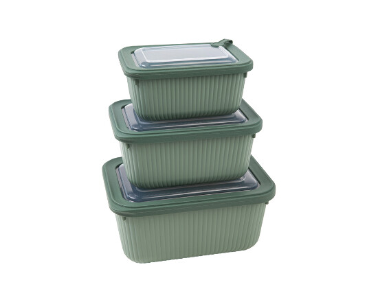 3er Vorratsdosenset ( Rechteckige) 600ml 1100ml 1800ml - Grün