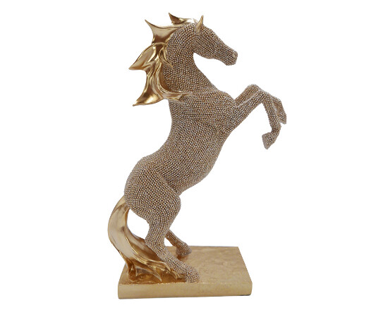 Dekofigur Pferd gold 33 cm Cheval