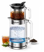 2 in 1 Glas-Teekocher Silber  1,8/0,8  Liter