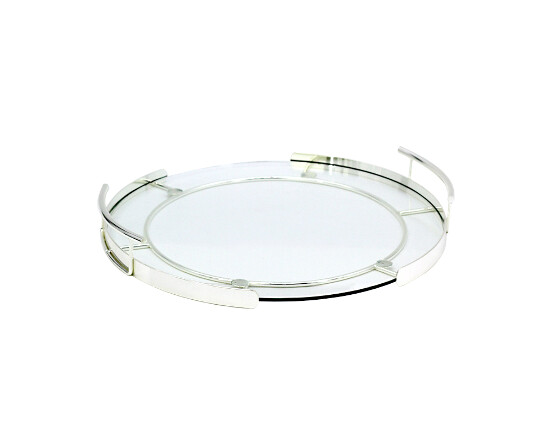 Glastablett silber Ø 36 cm  Cashi