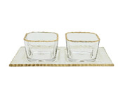 3tlg Glasschalen Set mit Goldrand