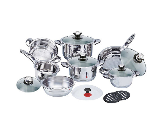 Kochtopfset 16-teilig mit Glasdeckel