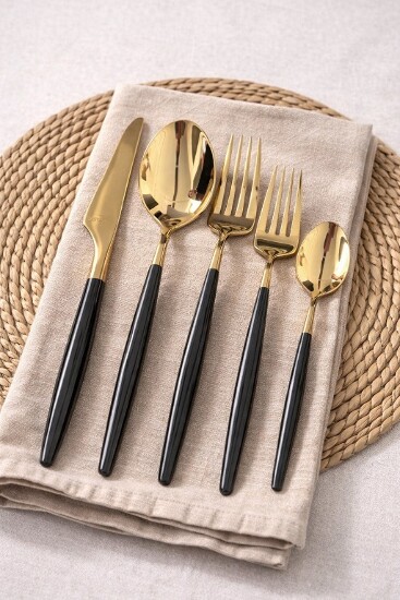 39tlg.Besteck-Set GOLD SCHWARZ Nesrin  EDS 18/10