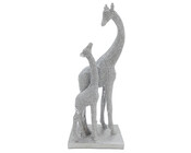 Dekofigur Giraffen silber 27 cm Luna
