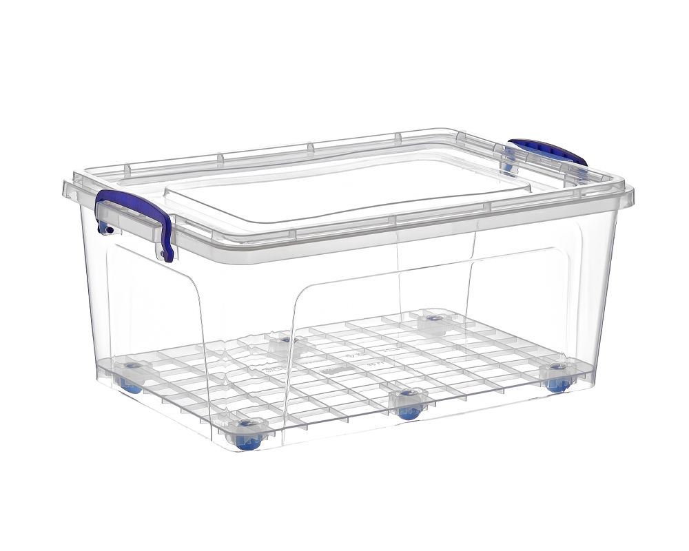 Aufbewahrungsbox mit Rollen transparent 30 Liter
