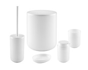 5-tlg. Badezimmer-Set Weiß Abfalleimer 5 L Seifenspender 350 ml 