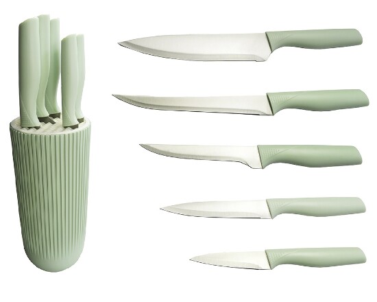 6 tlg. Messer-Set, grün Lange 20.5 / 20.5 /12.5 / 0,9cm