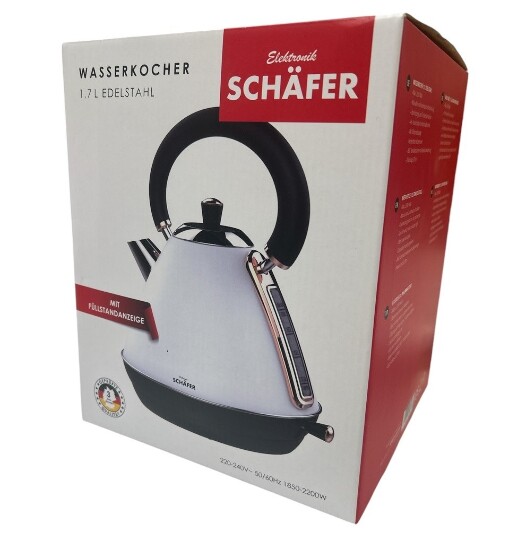 Wasserkocher Retro 1,7 Liter weiß gold