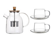 Glasteekanne set mit 2 Glastassen 1600ml, Serie Nisa